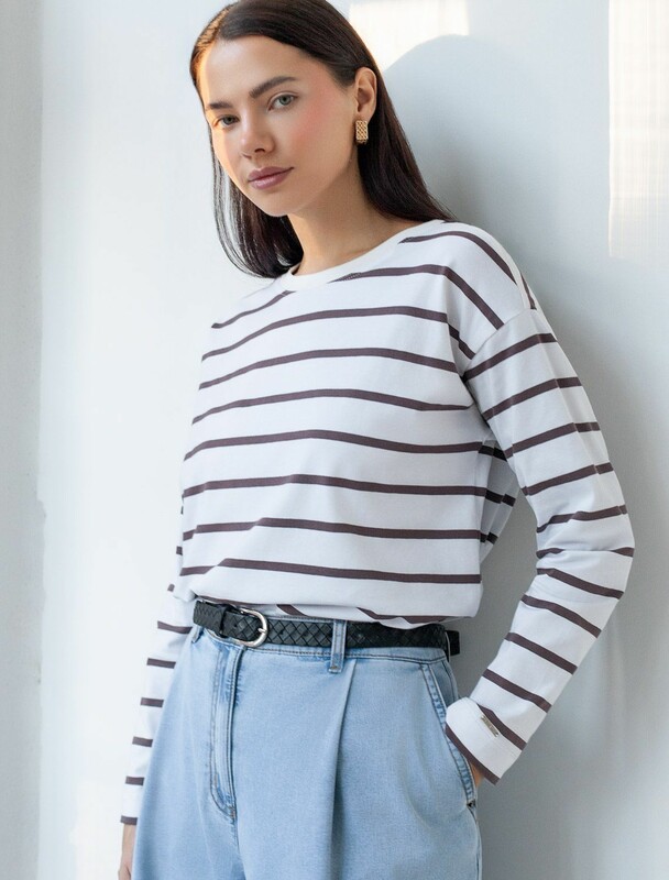 Лонгслив с принтом из премиального хлопка с эластаном