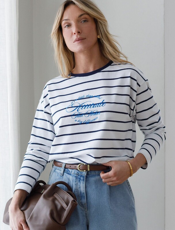 Лонгслив с принтом из премиального хлопка с эластаном