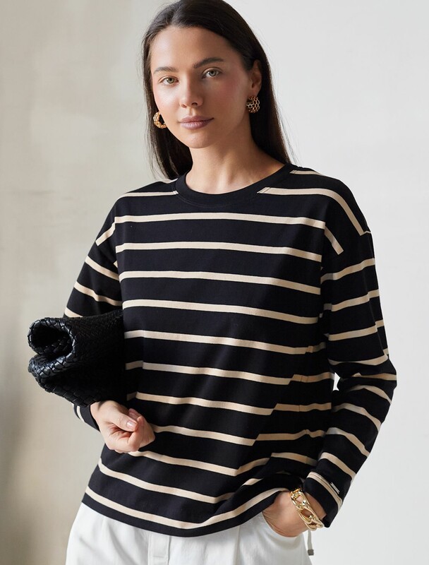 Лонгслив с принтом из премиального хлопка с эластаном