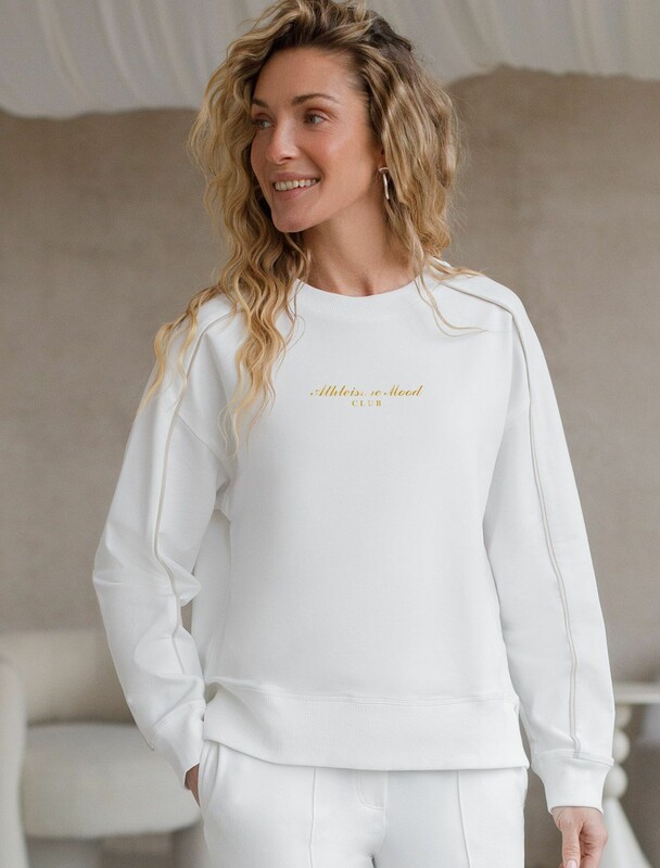 Свитшот с лампасами и разрезами из эластичного футера двухнитки без начеса