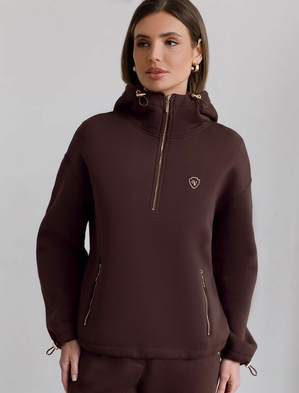Толстовка халф-зип (half-zip) с капюшоном из премиального футера трехнитки с начесом