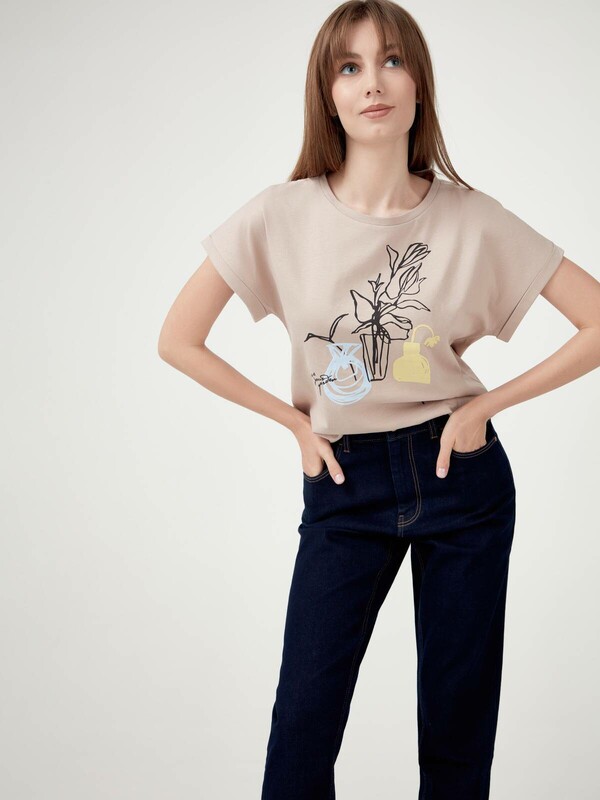 Футболки CONTE LD 1787 Футболка с манжетами «Love your garden»