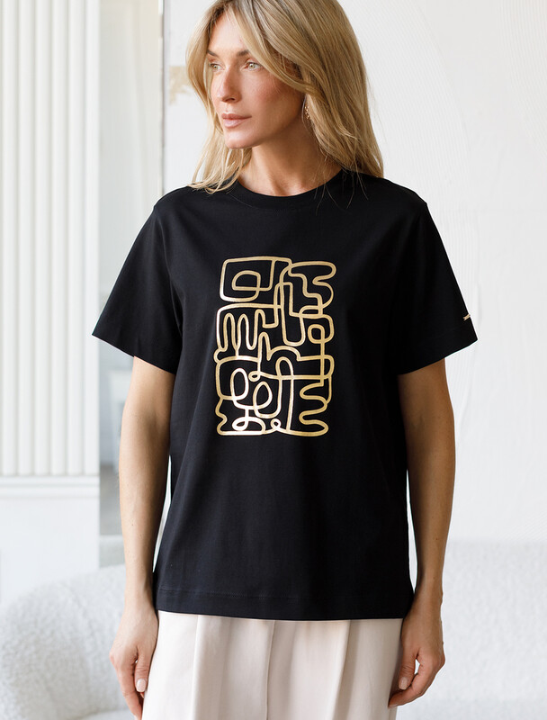 Футболка из премиального хлопка с принтом фольгой