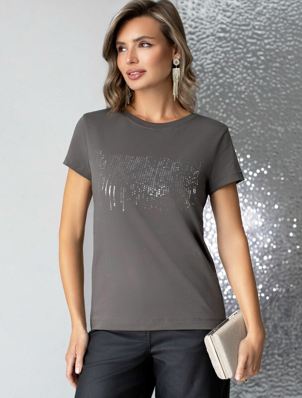 Нарядная футболка с принтом фольгой из премиального хлопка с эластаном