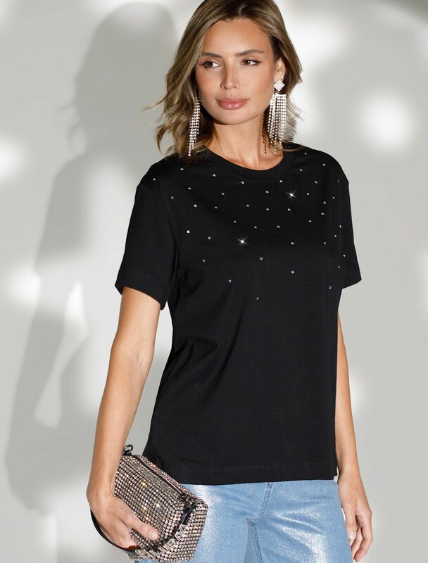 Нарядная футболка с принтом фольгой из премиального хлопка с эластаном