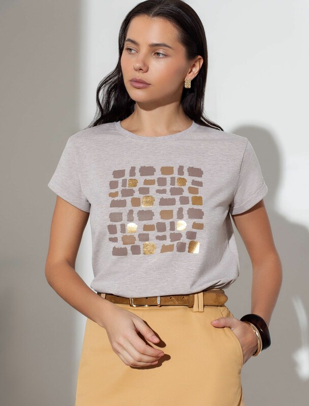 Свободная футболка с принтом из премиального хлопка с эластаном