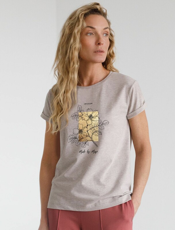 Свободная футболка с принтом из премиального хлопка с эластаном