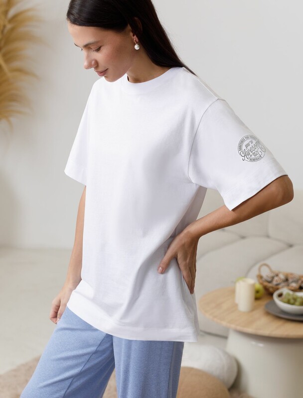 Футболка оверсайз с принтом из премиального 100% хлопка