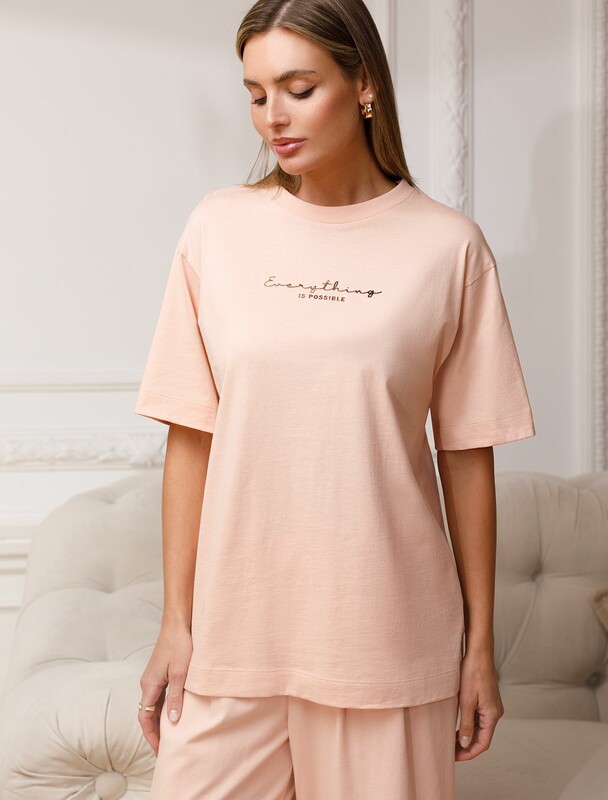 Футболка оверсайз с принтом из премиального 100% хлопка