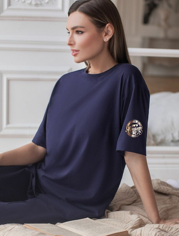 Футболка оверсайз с принтом из премиального 100% хлопка