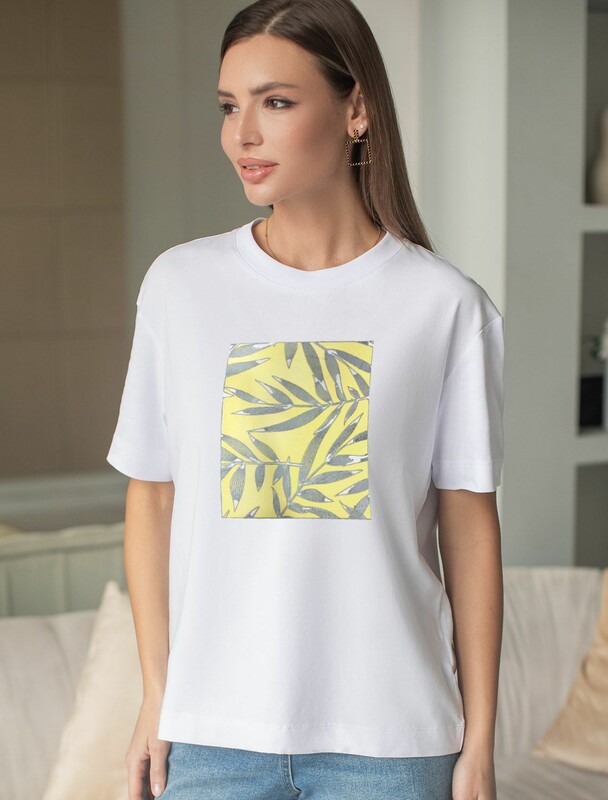 Футболка с принтом свободная из премиального 100% хлопка