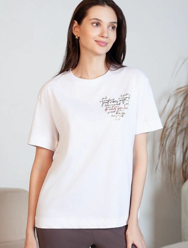Футболка с принтом свободная из премиального 100% хлопка