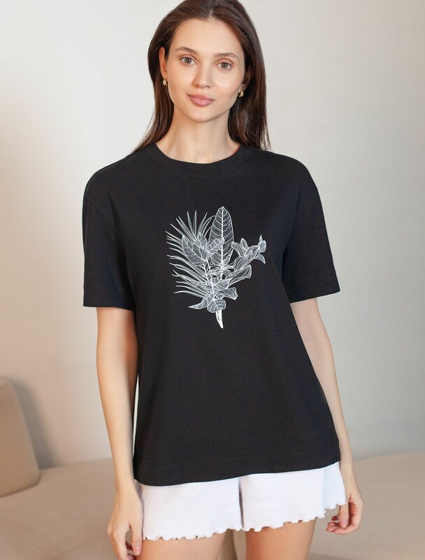 Футболка с принтом свободная из премиального 100% хлопка