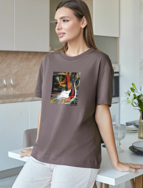 Футболка с принтом свободная из премиального 100% хлопка