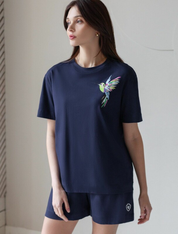 Футболка с принтом свободная из премиального 100% хлопка