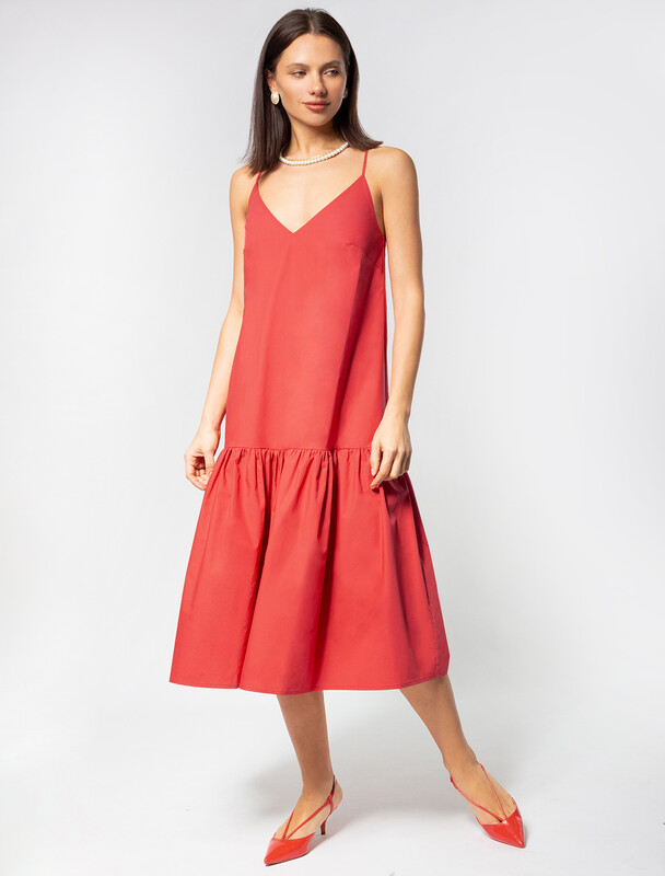 Платье из поплина с регулируемыми бретелями