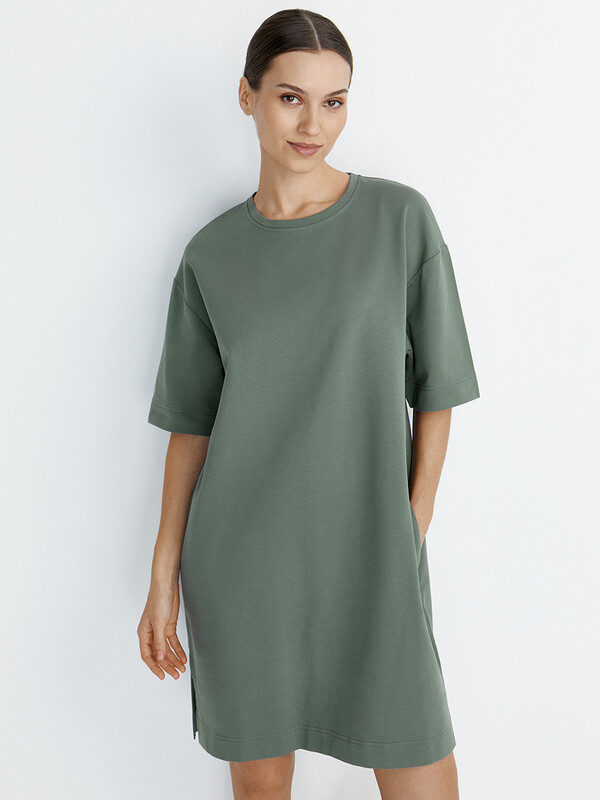 Платья Платья OmD 3741С Платье-туника жен. OVERSIZE кор/рук, CO+EL