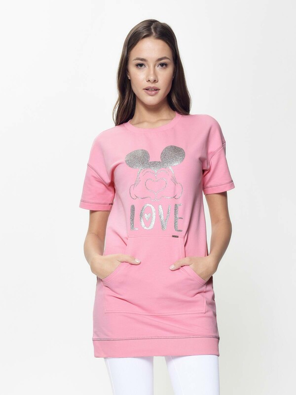 Туника женская CONTE Хлопковая туника с мерцающим надписью ©Disney DTH 953, 18С-728ТСП camelia rose 