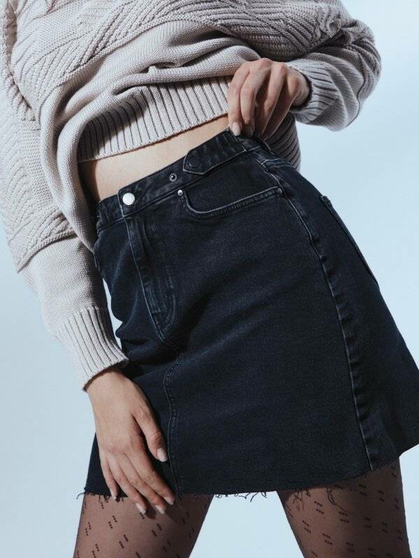 Юбка женская CONTE CON-519 Джинсовая юбка с патами по талии