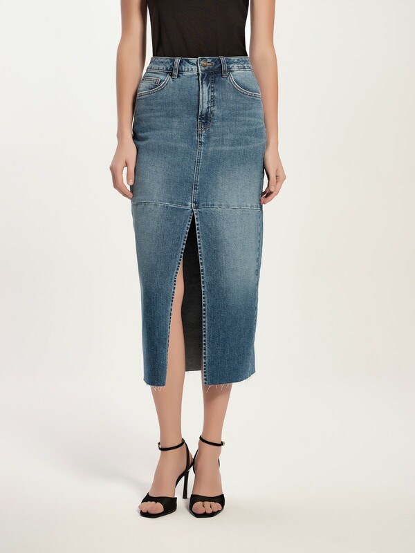 CONTE CON-764 Джинсовая юбка-midi из eco-friendly денима с разрезом