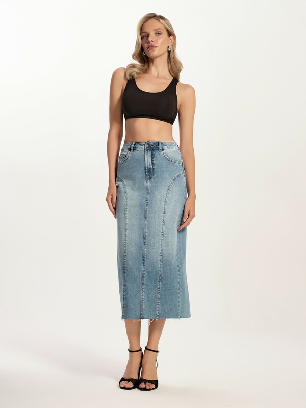 CONTE CON-804 Джинсовая юбка-midi с дугообразными вытачками