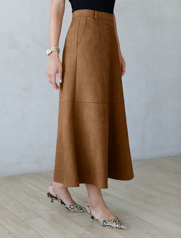 Юбка четырехклинка из искусственной замши