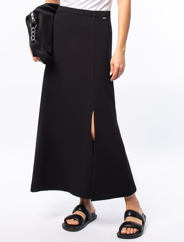 Юбка с разрезом из тонкого премиального футера с эластаном