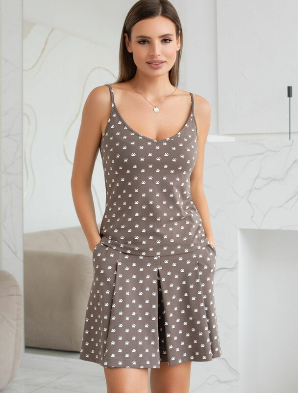 Юбка-шорты в складку с карманами из 100% хлопка с принтом