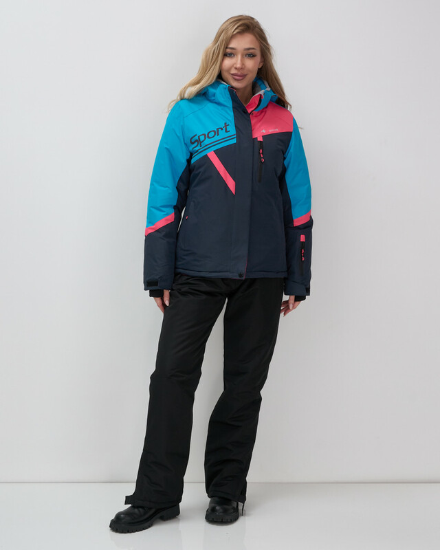 Горнолыжный костюм женский зимний синего цвета 02392S