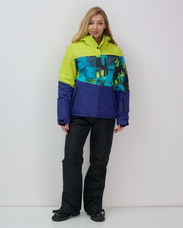 Горнолыжный костюм женский зимний салатового цвета 02395Sl