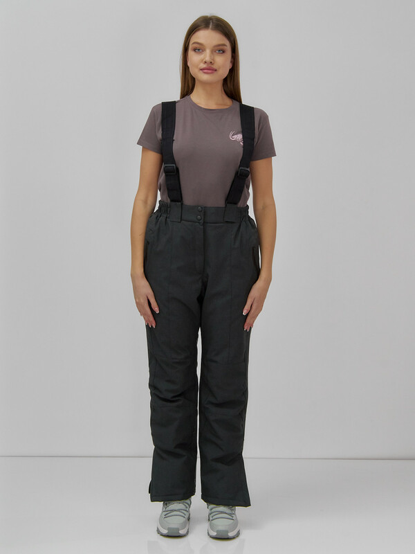 Полукомбинезон утепленный женский большого размера темно-серого цвета 666_1TC