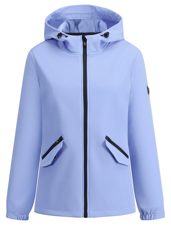 Ветровка женская софтшелл виндстоппер с капюшоном спортивная голубого цвета 9612_1Gl