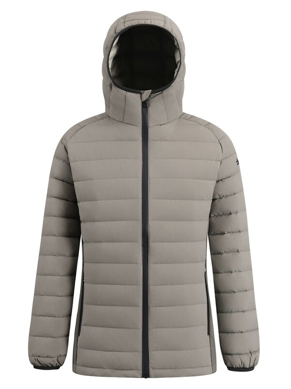 Куртка женская гибридная стёганая с капюшоном с графеновой подкладкой бежевого цвета 9622_1B