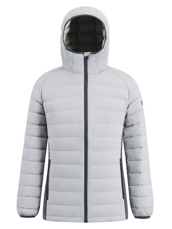 Куртка женская гибридная стёганая с капюшоном с графеновой подкладкой серого цвета 9622_1Sr