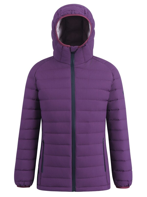 Куртка женская стёганая с капюшоном с графеновой подкладкой темно-фиолетового цвета 9624_1TF