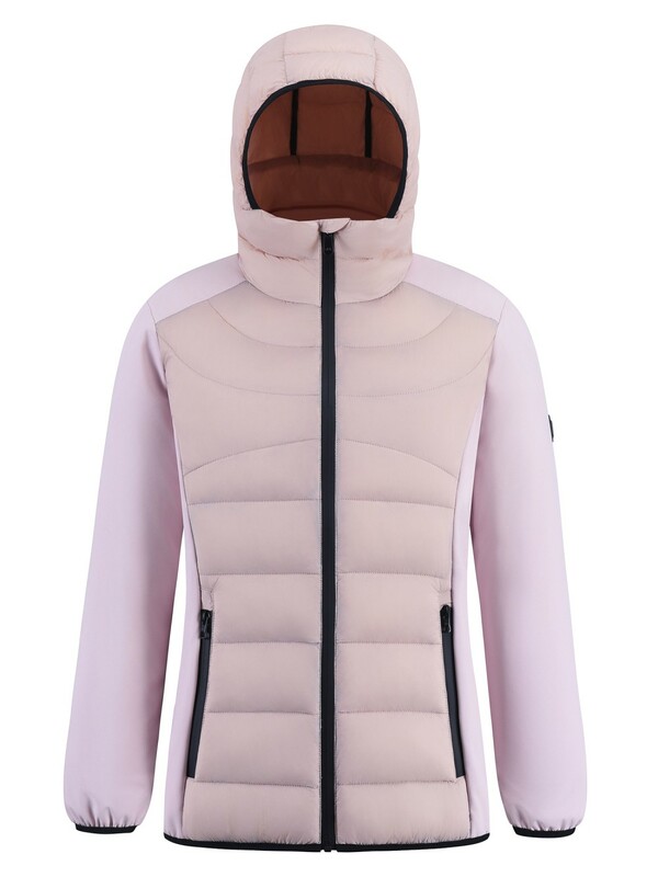 Куртка женская гибридная стёганая с капюшоном с графеновой подкладкой розового цвета 9626_1R
