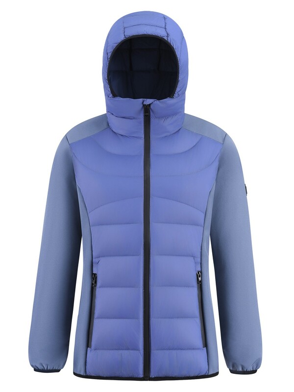Куртка женская гибридная стёганая с капюшоном с графеновой подкладкой синего цвета 9626_1S