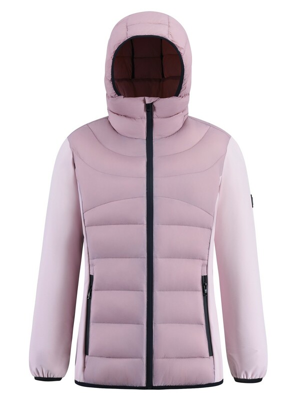 Куртка женская гибридная стёганая с капюшоном с графеновой подкладкой розового цвета 9630_1R