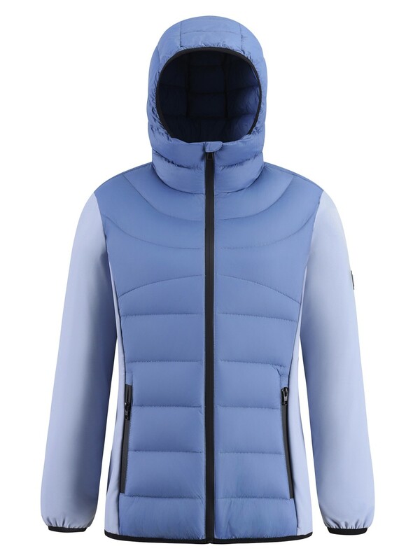 Куртка женская гибридная стёганая с капюшоном с графеновой подкладкой синего цвета 9630_1S