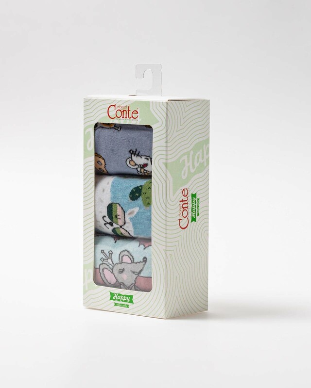 Носки женские CONTE ELEGANT HAPPY (3 пары в коробке) Хлопковые носки 