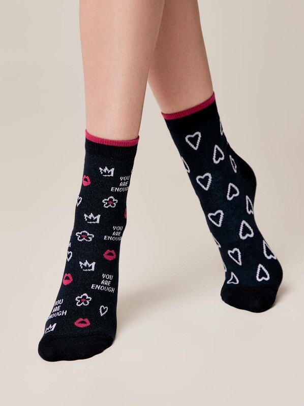 Носки женские CONTE Хлопковые носки с рисунками "you are enough"