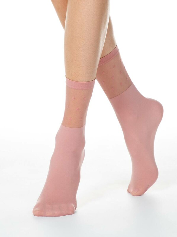 Полиамидные CONTE FANTASY Удлиненные носки с прозрачным верхом в горошек