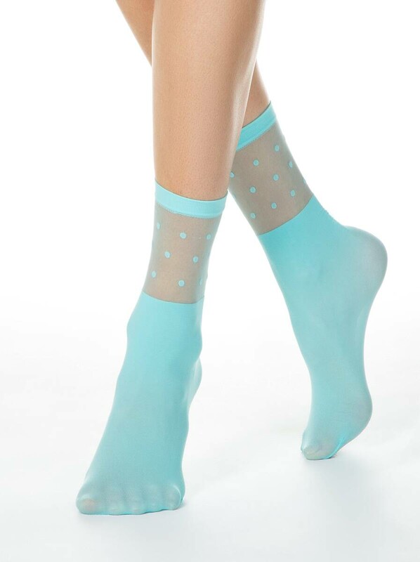 Полиамидные CONTE FANTASY Удлиненные носки с прозрачным верхом в горошек