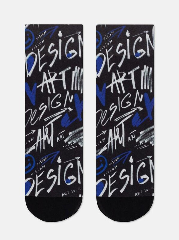 Полиамидные CONTE FANTASY Плотные носки с черным мыском и рисунком «Art Design»