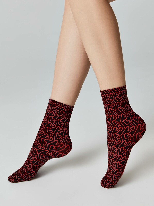 Полиамидные CONTE FANTASY Плотные носки с рисунками«Love»
